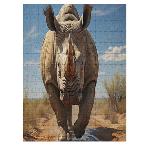 500 Teile Puzzle Für Jungen Und Mädchen, Standard-Puzzles, Nashorn -Puzzles, Familienspiele, （55×41cm） von GGJJTT