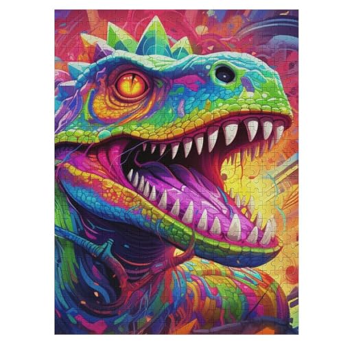 500 Teile Puzzles Für Erwachsene, Dinosaurier Puzzle, Holzpuzzle - Familienpuzzle Verringerter Druck Schwieriges Puzzle Unmögliche Puzzle Für Erwachsene 12+ Kinder （55×41cm） von GGJJTT