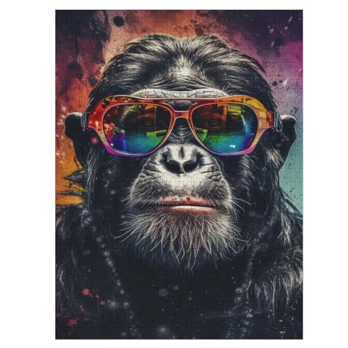 500 Teile Puzzles Für Erwachsene, Gorilla Puzzle, Holzpuzzle - Familienpuzzle Verringerter Druck Schwieriges Puzzle Unmögliche Puzzle Für Erwachsene 12+ Kinder （55×41cm） von GGJJTT