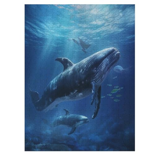 500-teiliges Puzzle Für Erwachsene, Wal -Puzzle, Holzpuzzle, Gehirn-Herausforderung, Puzzle-Spielzeugspiel （55×41cm） von GGJJTT