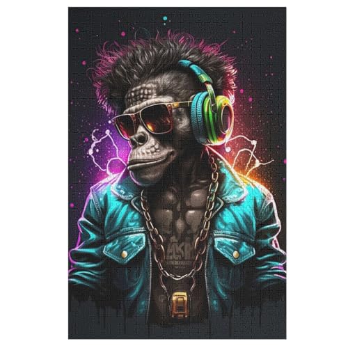 AFFE Dj,1000 Teile,Holzpuzzle,einzigartiges Puzzle,kreatives Puzzle,Geschenk Für Erwachsene,Familienspiel,Herausforderungsaktivität,（78×53cm） von GGJJTT