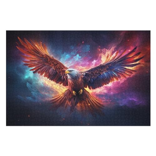 Adler 1000 Teile Puzzle Für Erwachsene, Herausforderung Puzzles - Familienpuzzle Verringerter Druck Schwieriges Puzzle Rahmen Holzpuzzle Für Erwachsene Kinder 12+ （75×50cm） von GGJJTT