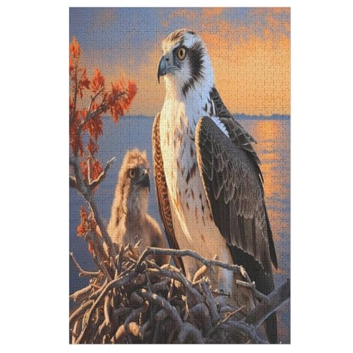 Adler 1000 Teile Puzzles Für Erwachsene, Impossible Puzzle, Geschicklichkeitsspiel Für Die Ganze Familie, Kinder Holzpuzzle 78×53cm von GGJJTT