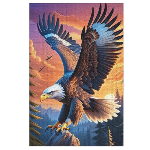 Adler Holzpuzzle 1000 Teile Klassische Puzzles Erwachsene Kinder Puzzle DIY Kit Holzspielzeug Einzigartiges Geschenk Moderne Wohnkultur （78×53cm） von GGJJTT