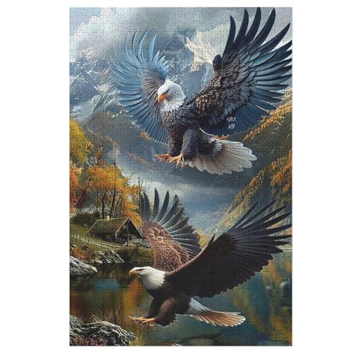 Adler Puzzle 1000 Teile, Holzpuzzle Herausforderndes Geschicklichkeitsspiel Für Die Ganze Familie, Kinder Erwachsenenpuzzle Ab 12 Jahren 78×53cm von GGJJTT