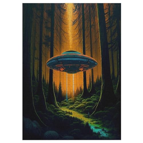 Alien-Raumschiff Puzzles 300 Teile Für Jugendliche Kreatives Holzpuzzlespielzeug Familienspiel Schwierigkeitsgrad Herausforderungspuzzles （42×30cm） von GGJJTT