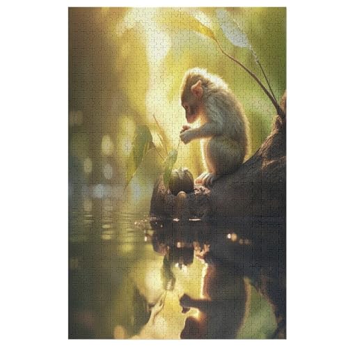 Animal AFFE Holzpuzzle 1000 Teile,Puzzles Für Erwachsene, Impossible Puzzle, Kinder Legespiel 78×53cm von GGJJTT