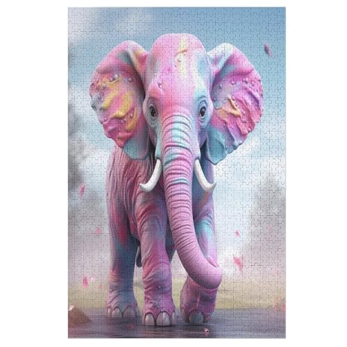 Animal Elefant Puzzle 1000 Teile, Holzpuzzle Herausforderndes Geschicklichkeitsspiel, Kinder Erwachsenenpuzzle Ab 12 Jahren 78×53cm von GGJJTT