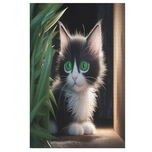 Animal Katze Holzpuzzle Erwachsene - 1000 Teiliges Jigsaw Knobelspiel - Puzzle Für Erwachsene & Kinder - Outdoor & Reisespielzeug 78×53cm von GGJJTT