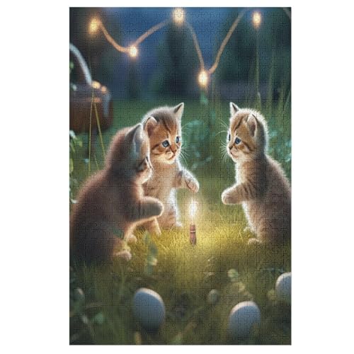 Animal Katze -Puzzle, 1000 Teile,Holzpuzzle Für Erwachsene Kinder, Lustiges Spielzeug, Denkspiel, Bildungsspiel, （78×53cm） von GGJJTT