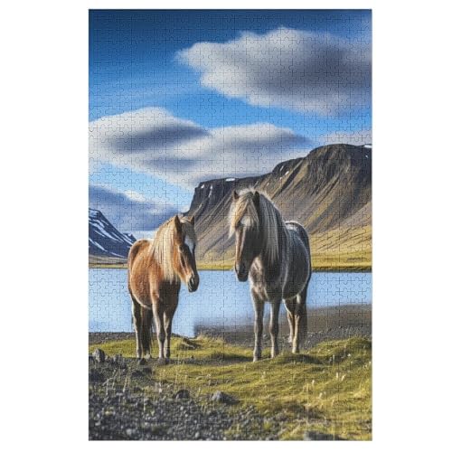 Animal Horse Holzpuzzle Erwachsene - 1000 Teiliges Jigsaw Knobelspiel - Puzzle Für Erwachsene & Kinder - Outdoor & Reisespielzeug 78×53cm von GGJJTT