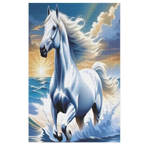 Animal Horse -Puzzle, 1000 Teile,Holzpuzzle Für Erwachsene Kinder, Lustiges Spielzeug, Denkspiel, Spielzeug, Bildungsspiel, Herausforderung, Pädagogisch, （78×53cm） von GGJJTT