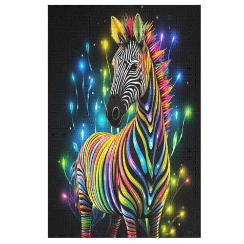 Animal Zebra Holzpuzzle Erwachsene - 1000 Teiliges Jigsaw Knobelspiel - Puzzle Für Erwachsene & Kinder - Outdoor & Reisespielzeug - Geduldspiel （78×53cm） von GGJJTT