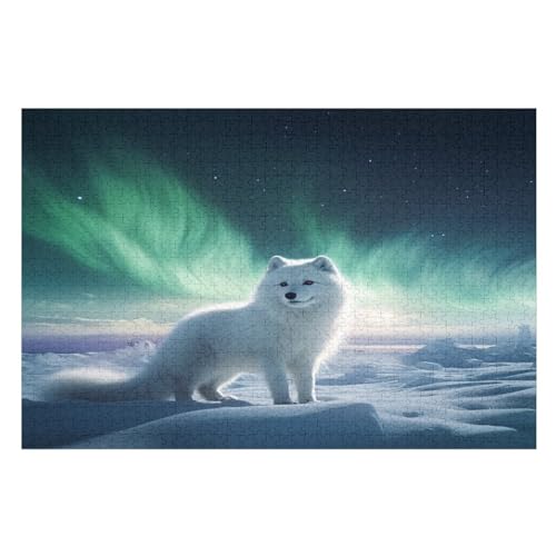 Arctic Fuchs Puzzles 1000 Teile Erwachsener Kniffel Spaß Für Die Ganze Familie - 1000 Puzzleteilige Motive, Holzpuzzle Kinder Erwachsene, Impossible Puzzle Schwer （75×50cm） von GGJJTT