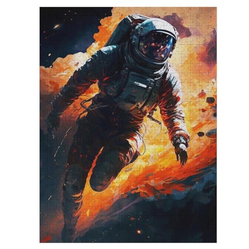 Astronaut,500 Teile,Holzpuzzle,einzigartiges Puzzle,kreatives Puzzle,Geschenk Für Erwachsene,Familienspiel,Herausforderungsaktivität,（55×41cm） von GGJJTT