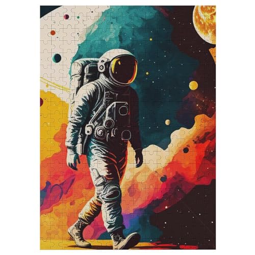 Astronaut 300 Teile Puzzle Für Erwachsene, Herausforderung Puzzles - Familienpuzzle Verringerter Druck Schwieriges Puzzle Rahmen Holzpuzzle Für Erwachsene Kinder 12+ （42×30cm） von GGJJTT