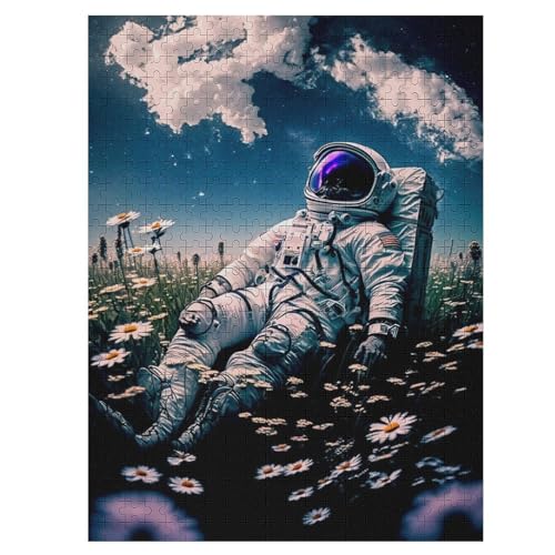 Astronaut 500 Teile Puzzle Für Erwachsene, Herausforderung Puzzles - Familienpuzzle Verringerter Druck Schwieriges Puzzle Rahmen Holzpuzzle Für Erwachsene Kinder 12+ （55×41cm） von GGJJTT