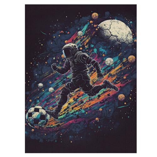 Astronaut Fußball Puzzles 500 Teile Für Jugendliche Kreatives Holzpuzzlespielzeug Familienspiel Schwierigkeitsgrad Herausforderungspuzzles （55×41cm） von GGJJTT