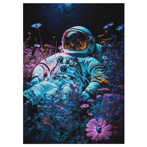 Astronaut Holzpuzzle 300 Teile, Knobelspiele Für Erwachsene, Teenager, Puzzles Unmögliche - Kinder Puzzle Zimmer Deko （42×30cm） von GGJJTT