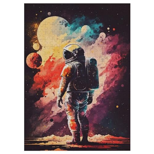 Astronaut Holzpuzzle 300 Teile,Puzzles Für Erwachsene, Impossible Puzzle, Geschicklichkeitsspiel Für Die Ganze Familie,Home Dekoration Puzzle, Puzzle Kinder Legespiel （42×30cm） von GGJJTT