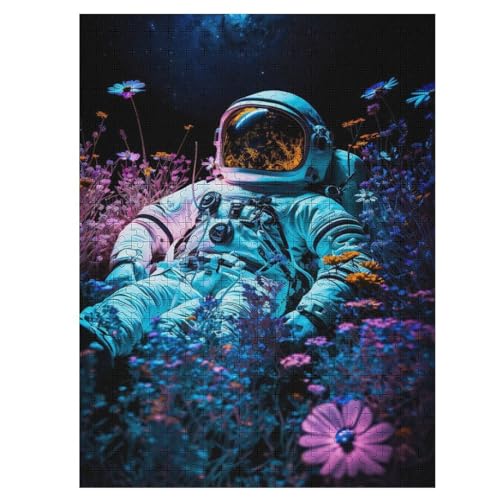 Astronaut Holzpuzzle 500 Teile, Knobelspiele Für Erwachsene, Teenager, Puzzles Unmögliche - Kinder Puzzle Zimmer Deko （55×41cm） von GGJJTT