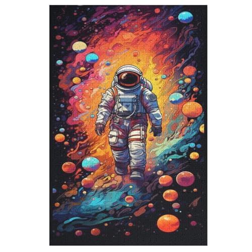 Astronaut -Puzzle, 1000 Teile,Holzpuzzle Für Erwachsene Kinder, Lustiges Spielzeug, Denkspiel, Spielzeug, Bildungsspiel, Herausforderung, Pädagogisch, （78×53cm） von GGJJTT