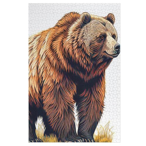 Bär Holzpuzzle 1000 Stück Puzzles Für Erwachsene Teenager Stress Abbauen Familien-Puzzlespiel Poster 1000-teiliges Puzzle Kinder Lernspiel Spielzeug Geschenk （78×53cm） von GGJJTT