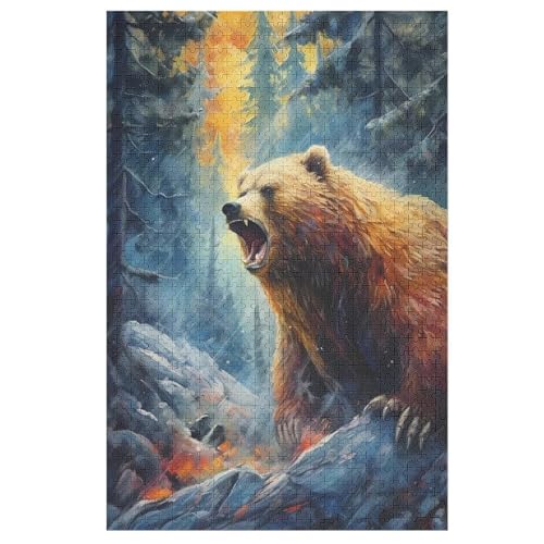 Bär Holzpuzzle 1000 Teile, Knobelspiele Für Erwachsene, Teenager, Puzzles Unmögliche - Kinder Puzzle Zimmer Deko （78×53cm） von GGJJTT