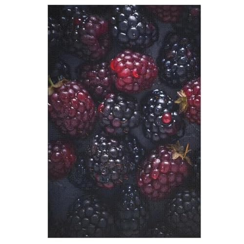 Blackberries 1000 Teile Holzpuzzle,einzigartiges Puzzle, Geschenk Für Erwachsene,Familienspiel,Herausforderungsaktivität,78×53cm von GGJJTT