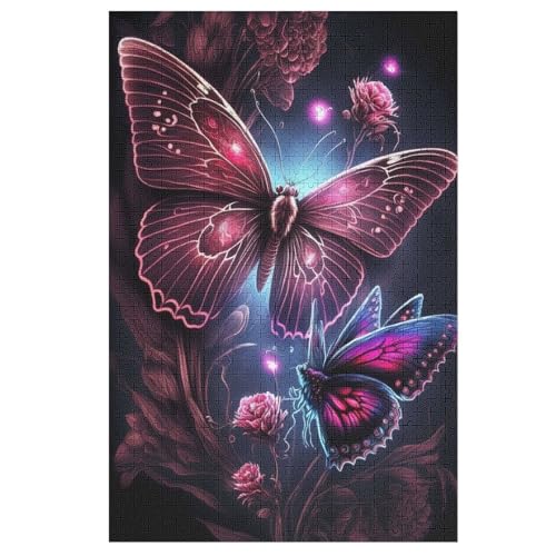 Blumenschmetterling -Puzzle, 1000 Teile,Holzpuzzle Für Erwachsene Kinder, Lustiges Spielzeug, Denkspiel, Spielzeug, Bildungsspiel, Herausforderung, Pädagogisch, （78×53cm） von GGJJTT