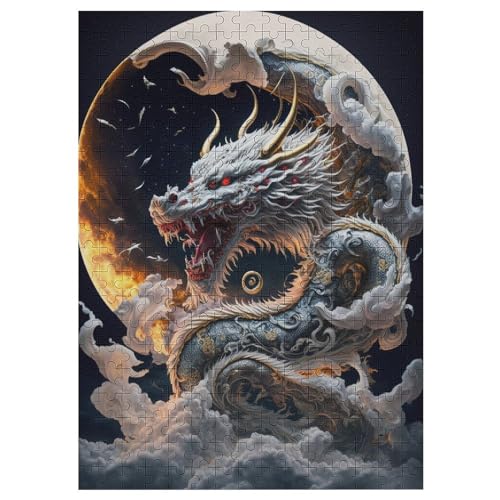 Brave Drache Holzpuzzle 300 Teile, Knobelspiele Für Erwachsene, Teenager, Puzzles Unmögliche - Kinder Puzzle Zimmer Deko （42×30cm） von GGJJTT