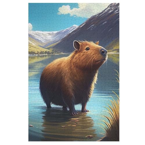 Capybara Tier Puzzles 1000 Teile Für Jugendliche Kreatives Holzpuzzlespielzeug Familienspiel Schwierigkeitsgrad Herausforderungspuzzles （78×53cm） von GGJJTT