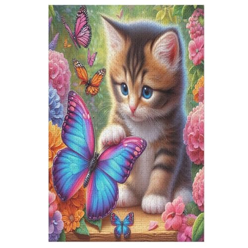 Cat 1000 Teile Puzzles Für Erwachsene Holzpuzzle Familienpuzzlespiel Stressabbau-Puzzle Für Erwachsene Kinder Ab 12 Jahren （78×53cm） von GGJJTT