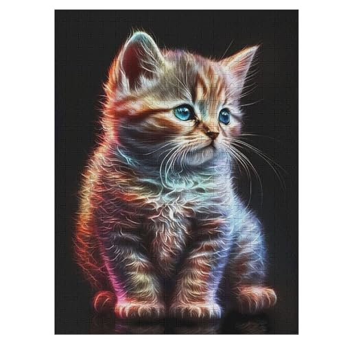 Cat-Puzzle Für Erwachsene, 500 Teile, Holzpuzzle, Kinderpuzzle, Dekompressionsspiel, Spielzeugpuzzle （55×41cm） von GGJJTT