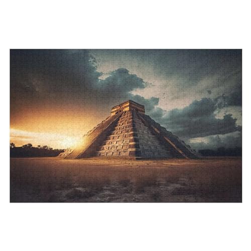 Chichen Itza Puzzle 1000 Teile, Holzpuzzle Herausforderndes Geschicklichkeitsspiel Kinder Erwachsenenpuzzle Ab 12 Jahren 78×53cm von GGJJTT