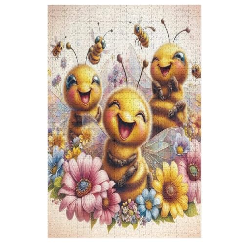 Cute Biene -Puzzle, 1000 Teile,Holzpuzzle Für Erwachsene Kinder, Lustiges Spielzeug, Denkspiel, Spielzeug, Bildungsspiel, Herausforderung, Pädagogisch, （78×53cm） von GGJJTT