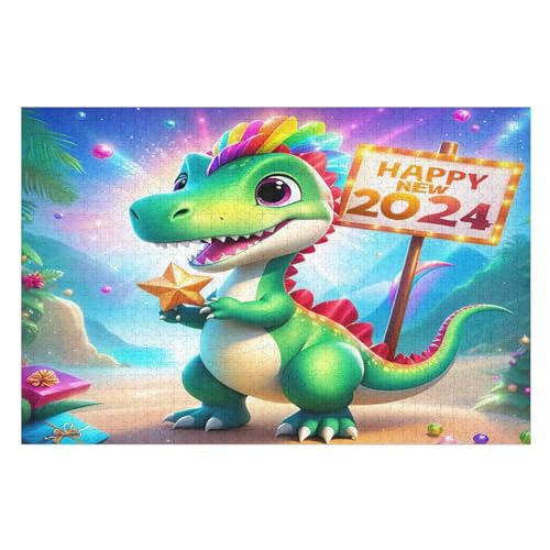 Cute Dinosaurier Puzzles 1000 Teile Erwachsener Kniffel Spaß Für Die Ganze Familie - 1000 Puzzleteilige Motive, Holzpuzzle Kinder Erwachsene, Impossible Puzzle Schwer （75×50cm） von GGJJTT