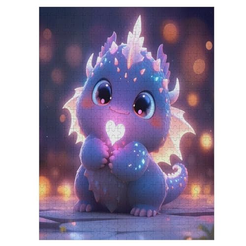 Cute Drache 500 Teile Puzzle Für Erwachsene, Herausforderung Puzzles - Familienpuzzle Verringerter Druck Schwieriges Puzzle Rahmen Holzpuzzle Für Erwachsene Kinder 12+ （55×41cm） von GGJJTT