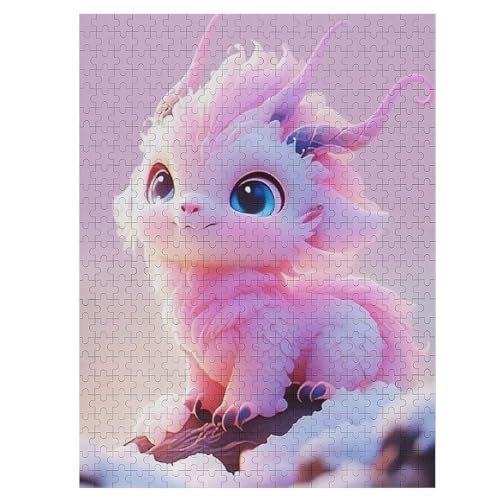 Cute Dragon Puzzle 500 Teile, Holzpuzzle Für Erwachsene, Impossible Puzzle, GesKükenlichkeitsspiel Für Die Ganze Familie, Puzzle Farbenfrohes Legespiel Kinder Puzzles （55×41cm） von GGJJTT