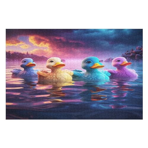 Cute Ente Puzzle Für Erwachsene,1000-teiliges Puzzle,Puzzle Für Erwachsene Und Kinder,Holzpuzzle,Lernspielzeug, （75×50cm） von GGJJTT