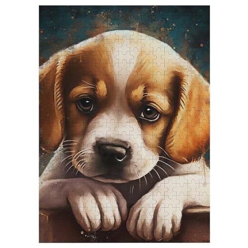 Cute Hund Holzpuzzle 300 Teile,Puzzles Für Erwachsene, Impossible Puzzle, Geschicklichkeitsspiel Für Die Ganze Familie,Home Dekoration Puzzle, Puzzle Kinder Legespiel （42×30cm） von GGJJTT