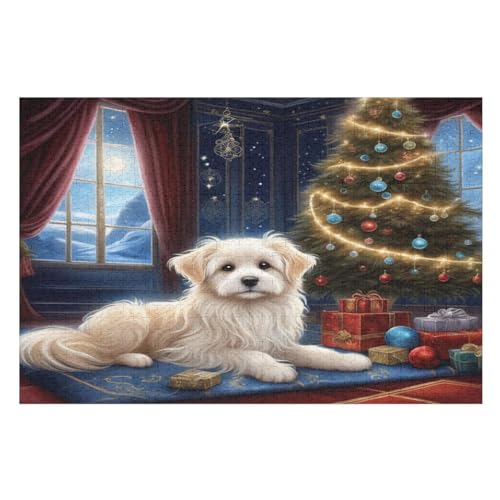 Cute Hund Puzzles 1000 Teile Erwachsener Kniffel Spaß Für Die Ganze Familie - 1000 Puzzleteilige Motive, Holzpuzzle Kinder Erwachsene, Impossible Puzzle Schwer （75×50cm） von GGJJTT