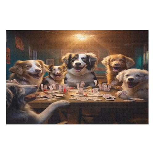 Cute Hund Puzzles 1000 Teile Erwachsener Kniffel Spaß Für Die Ganze Familie - 1000 Puzzleteilige Motive, Holzpuzzle Kinder Erwachsene, Impossible Puzzle Schwer （75×50cm） von GGJJTT