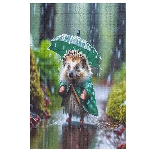 Cute Igel Holzpuzzle 1000 Teile Klassische Puzzles Erwachsene Kinder Puzzle DIY Kit Holzspielzeug Einzigartiges Geschenk Moderne Wohnkultur （78×53cm） von GGJJTT