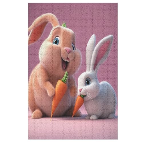 Cute Kaninchen Puzzle Für Erwachsene,1000-teiliges Puzzle,Puzzle Für Erwachsene Und Kinder,Holzpuzzle,Lernspielzeug, （78×53cm） von GGJJTT