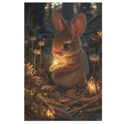 Cute Kaninchen Puzzles 1000 Teile Erwachsener Kniffel Spaß Für Die Ganze Familie - 1000 Puzzleteilige Motive, Holzpuzzle Kinder Erwachsene, Impossible Puzzle Schwer （78×53cm） von GGJJTT