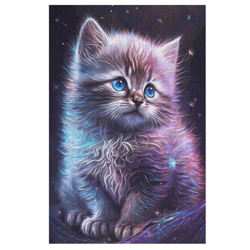 Cute Katze,1000 Teile,Holzpuzzle,einzigartiges Puzzle,kreatives Puzzle,Geschenk Für Erwachsene,Familienspiel,Herausforderungsaktivität,（78×53cm） von GGJJTT