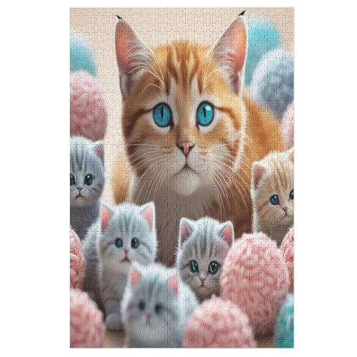 Cute Katze 1000 Teile Premium-Puzzles Für Erwachsene Kinder- Holzpuzzles Spaß Und Lernspiele - Perfekte Puzzle-Geschenke 78×53cm von GGJJTT