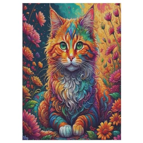 Cute Katze Holzpuzzle 300 Stück Puzzles Für Erwachsene Teenager Stress Abbauen Familien-Puzzlespiel Poster 300-teiliges Puzzle Kinder Lernspiel Spielzeug Geschenk （42×30cm） von GGJJTT