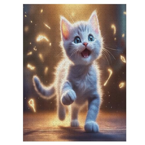 Cute Katze Holzpuzzle 500 Teile, Knobelspiele Für Erwachsene, Teenager, Puzzles Unmögliche - Kinder Puzzle Zimmer Deko （55×41cm） von GGJJTT